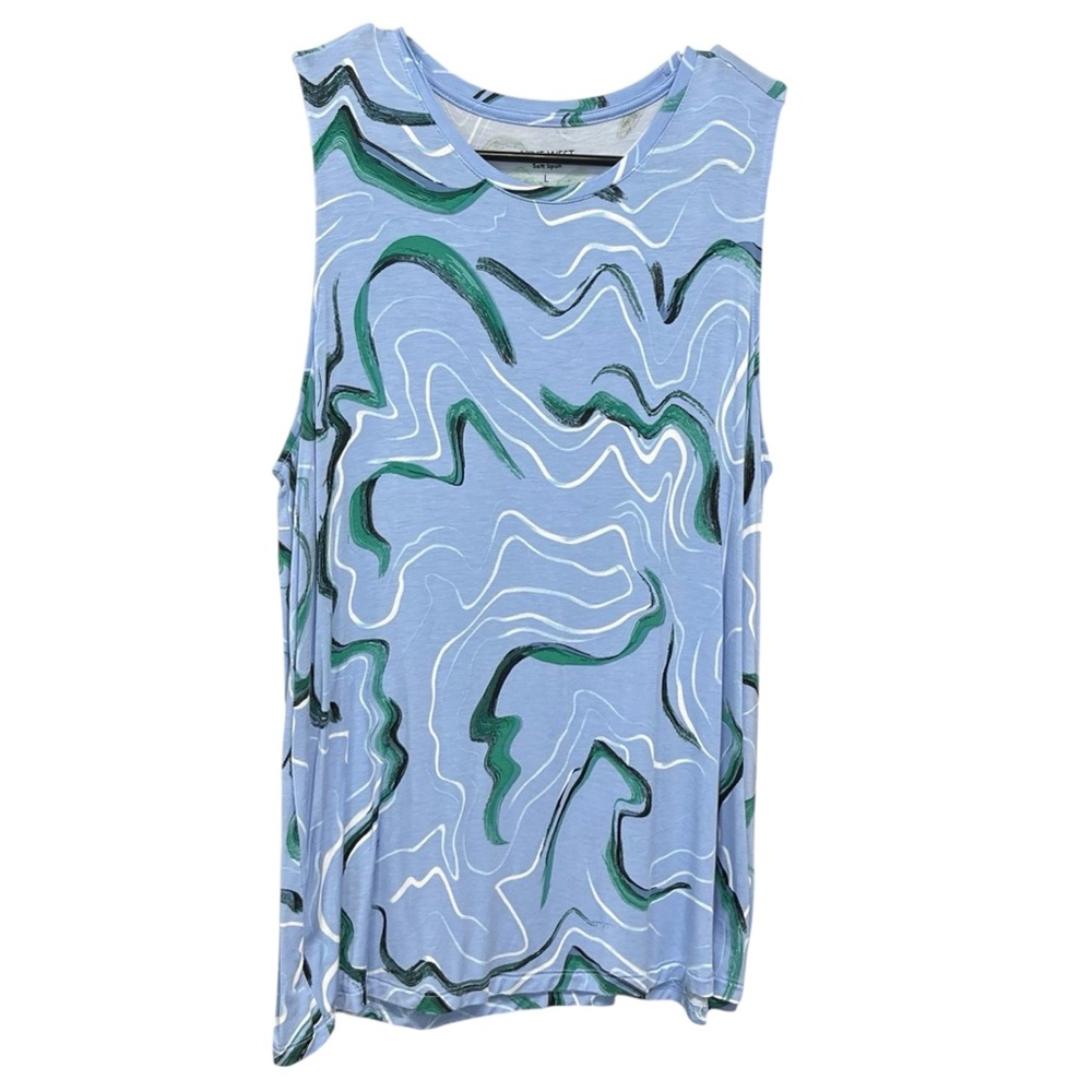 Nine West Soft Spun Blue and Green Women's Sleeveless Top Size Large
